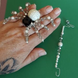 Beaded spider with web